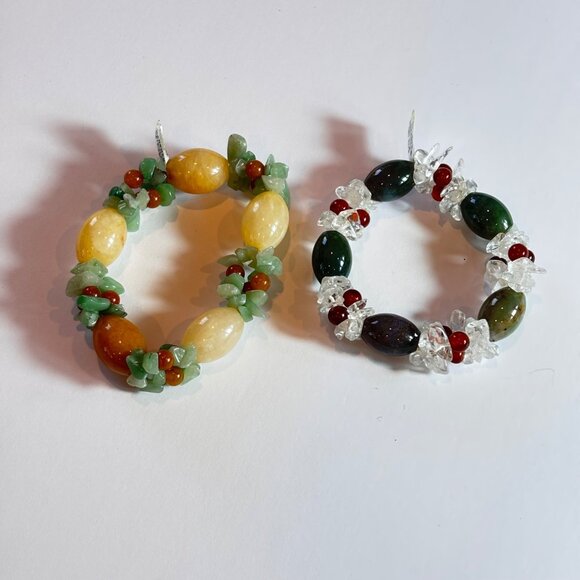 Aventurin Agate Crystal Bracelets Lot 2 Yellow Green Red new - Picture 1 of 11